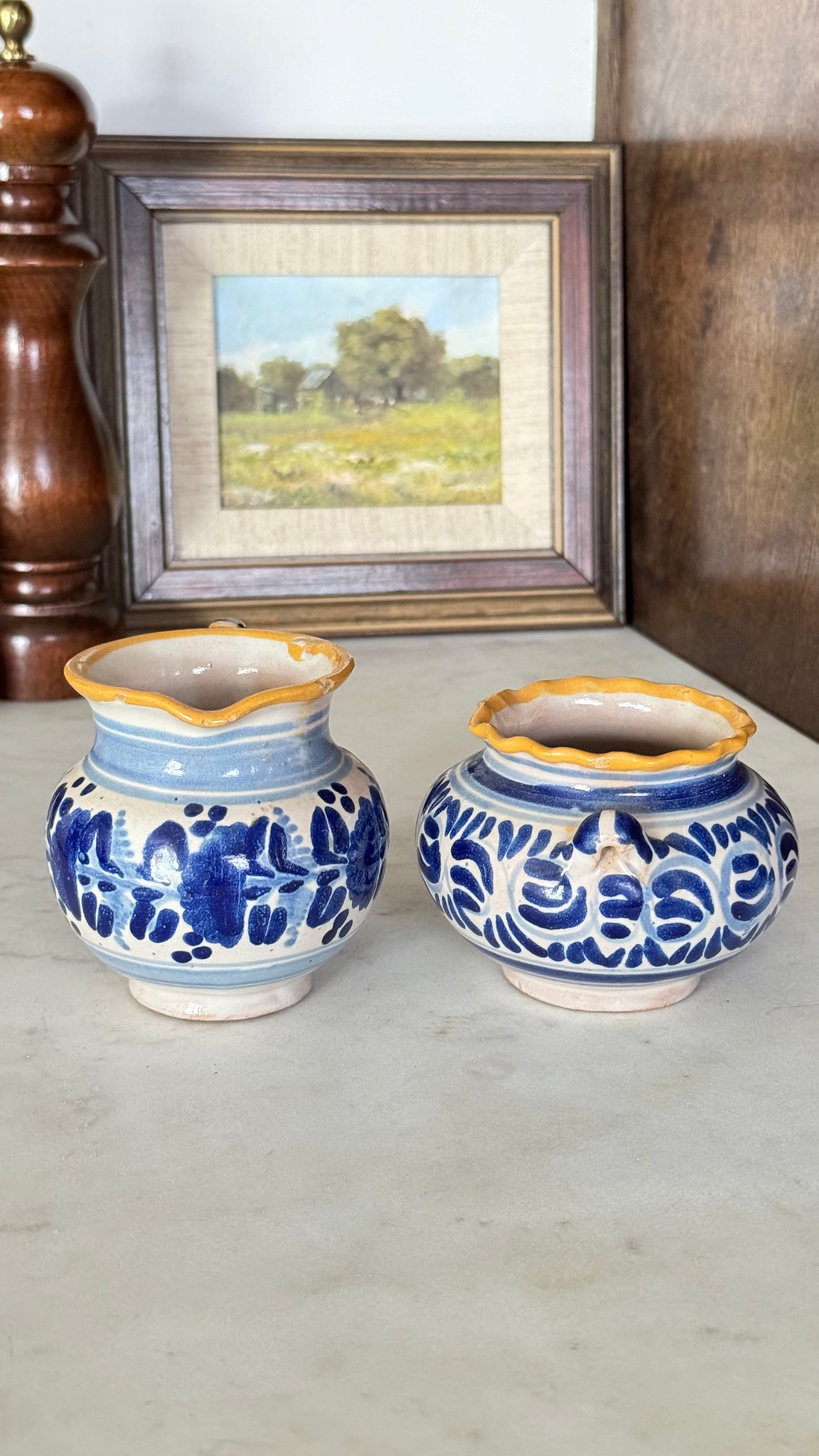 Talavera Cream and Sugar Pottery