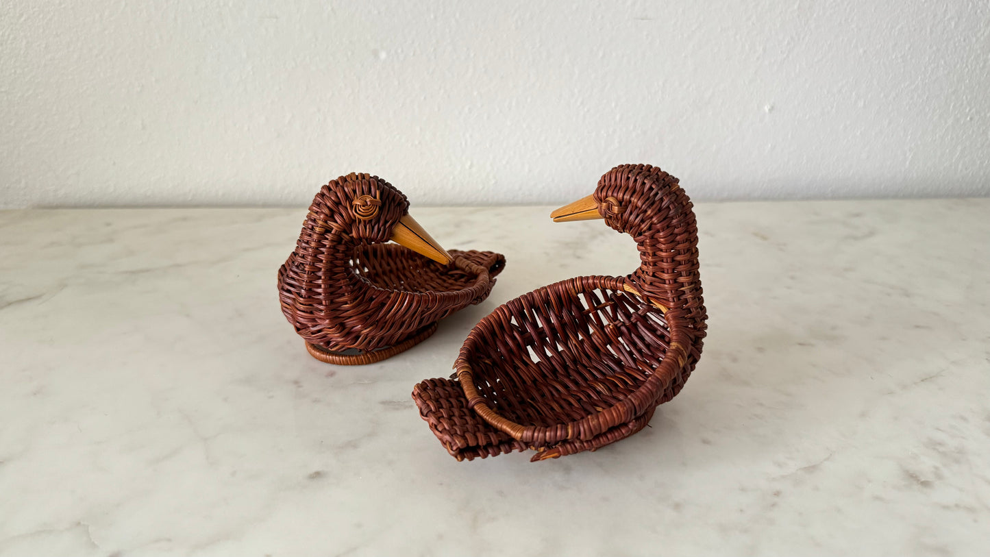 Woven Wicker trinket ducklings (Pair)
