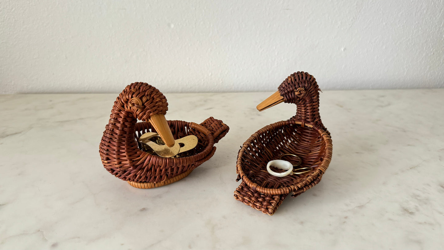 Woven Wicker trinket ducklings (Pair)