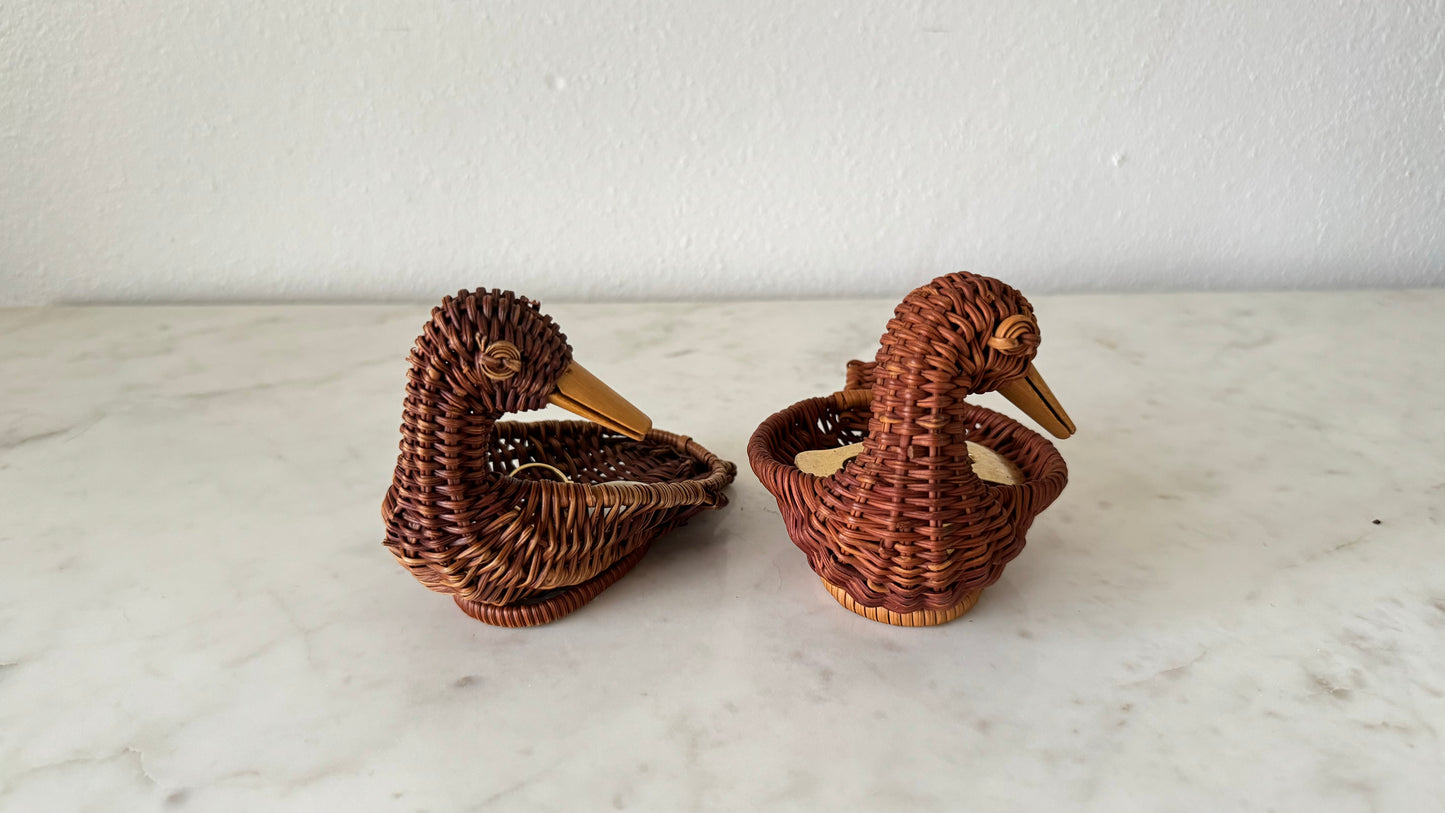 Woven Wicker trinket ducklings (Pair)