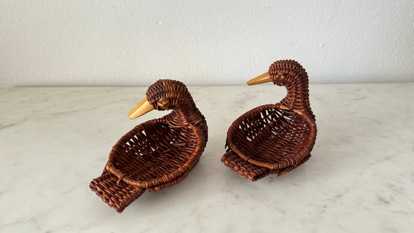 Woven Wicker trinket ducklings (Pair)