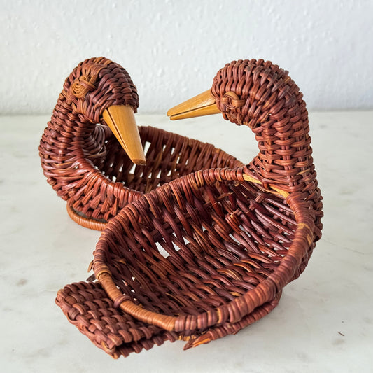 Woven Wicker trinket ducklings (Pair)